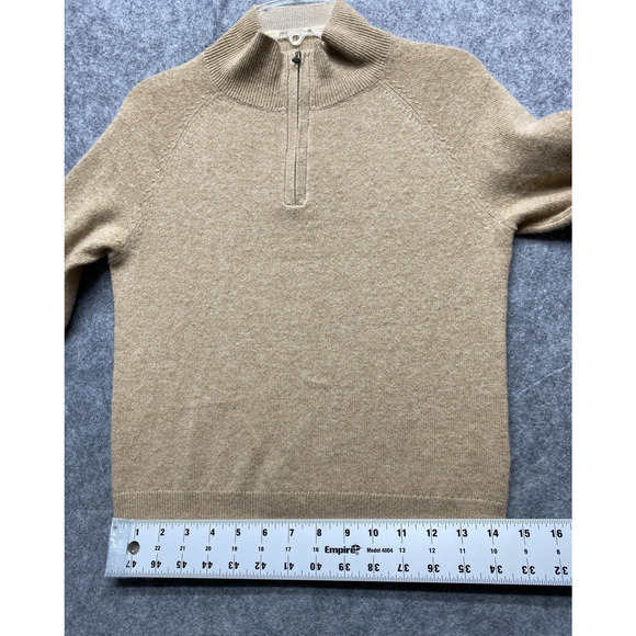 J.Crew Cashmere Sweater Womens Small? Tan Half Zip Mock Neck Pullover AE4338 - Picture 3 of 14